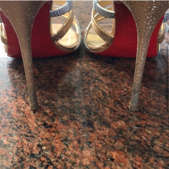 Christian Louboutin Gold Silver Mariniere Glitter - Picture 11 of 13